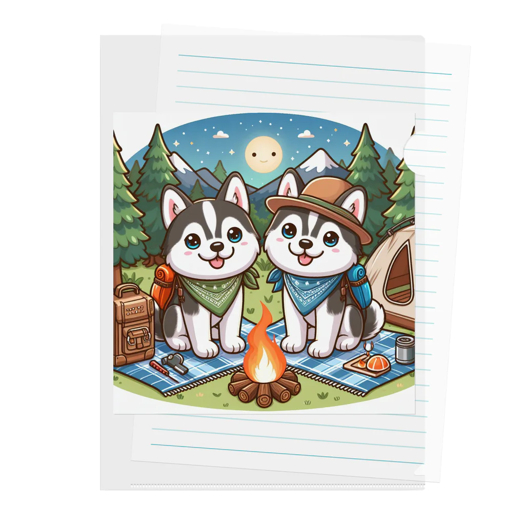 さちキャン(p)@さちcam(p)のハスキー犬夫婦ののんびりキャンプ Clear File Folder