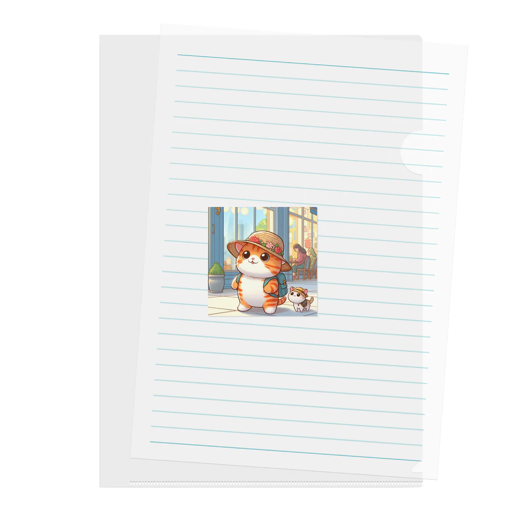 アミュペンのふわふわのネコがお買い物中！ Clear File Folder