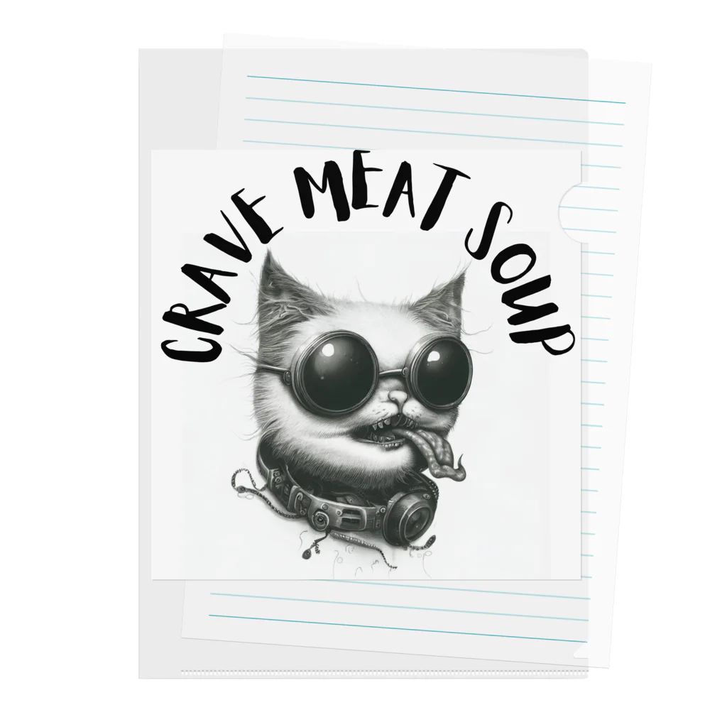 CRAVE MEAT SOUPの#drunk cat Clear File Folder