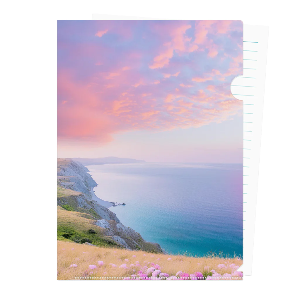 nichinichi_kore_iyashiのピンクのいわし雲と海岸線 Clear File Folder