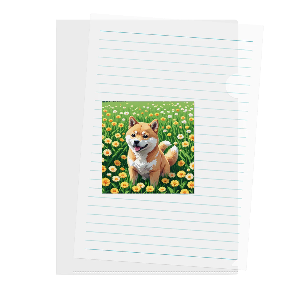 oricoricoのお花畑と柴犬 Clear File Folder