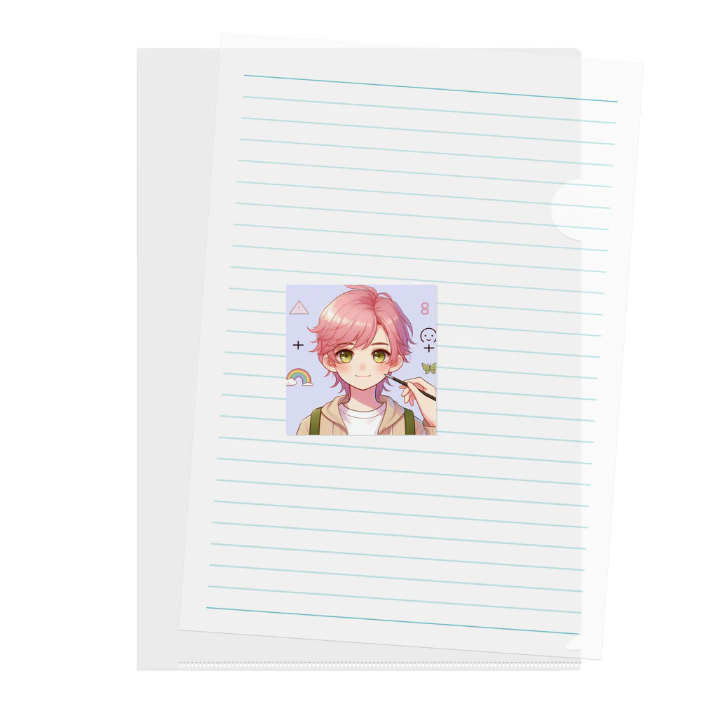 yuririchiのピンクの髪の男の子のグッズ Clear File Folder