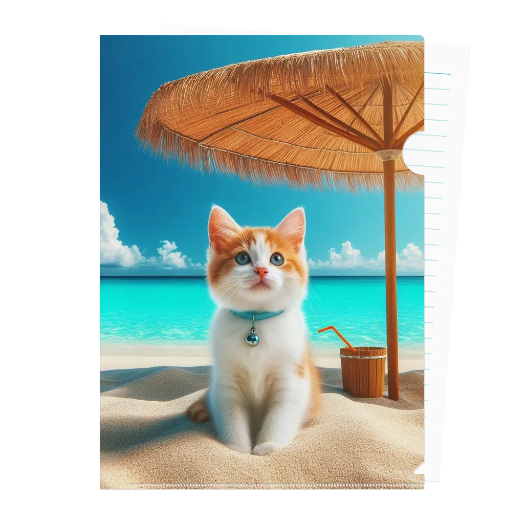 猫と紡ぐ物語の南国の海で一時のバカンスを楽しむ Clear File Folder