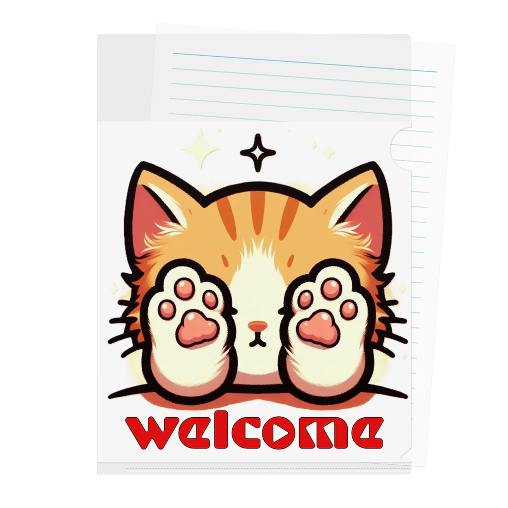 kk-welcomeの肉球で目隠し猫ちゃん クリアファイル