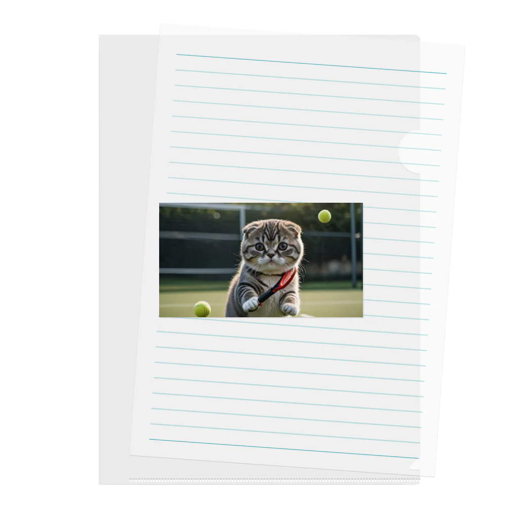t-syaの猫とテニス クリアファイル