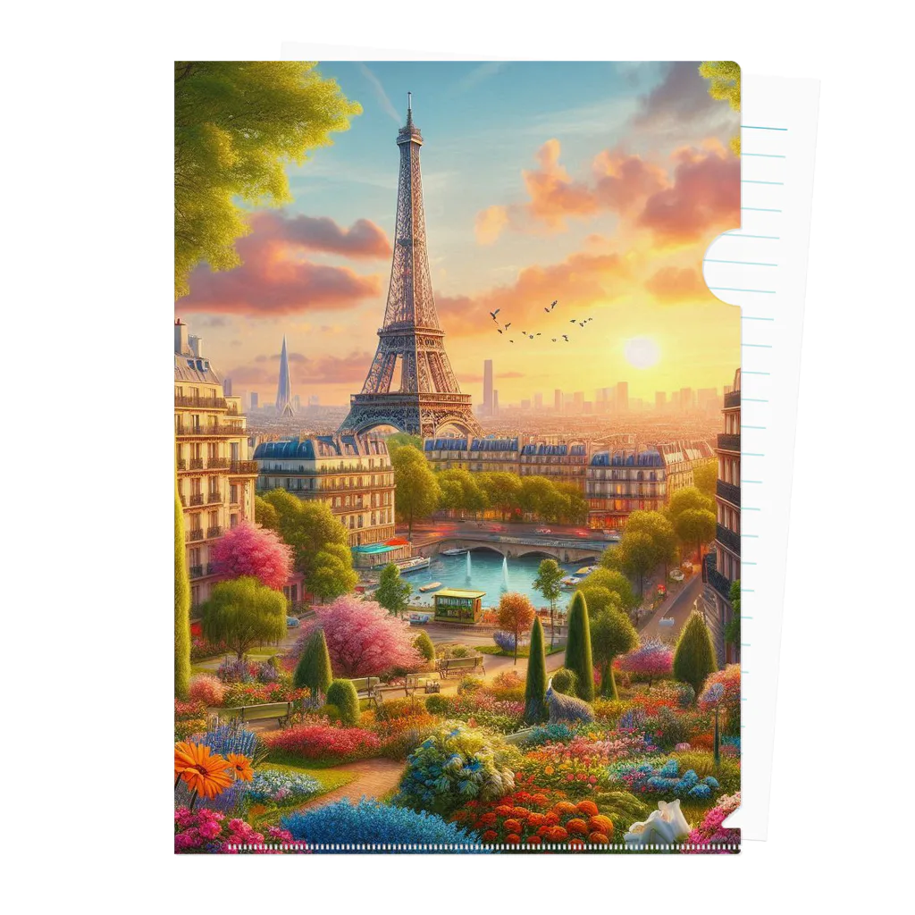 Colorfulのパリの街 Clear File Folder