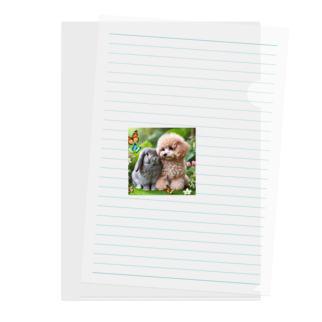 hachitaroのうさぎのネザーランドドワーフと犬のトイプードル Clear File Folder