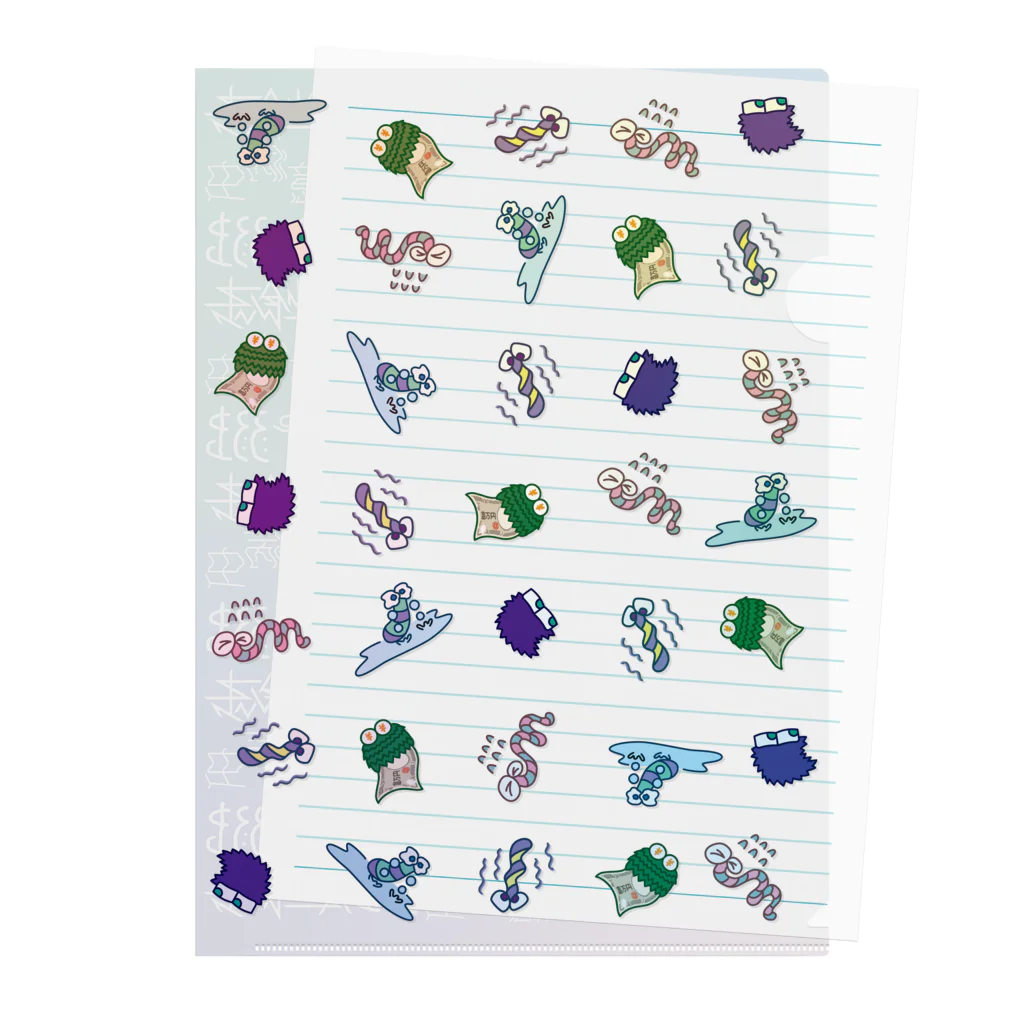 nakami@mojiの虫たち_総柄 Clear File Folder