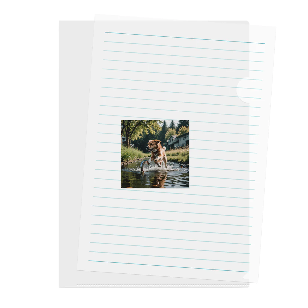 kokin0の水辺を走る犬 dog runnning on the water Clear File Folder