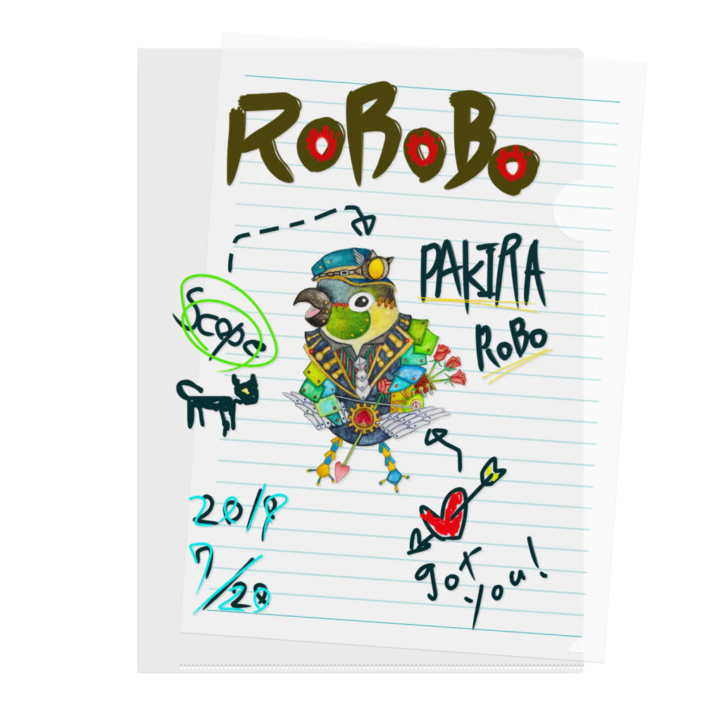 ねこぜや のROBOBO 「パキラロボ」 Clear File Folder