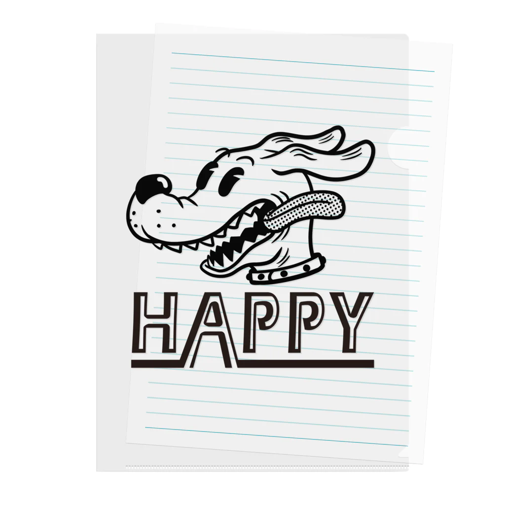 nidan-illustrationのhappy dog (black ink) クリアファイル