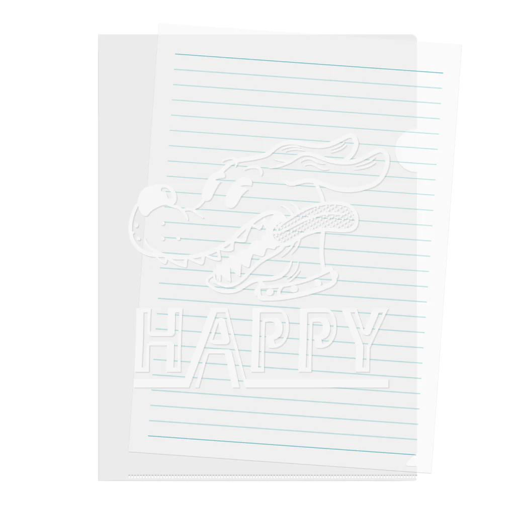 nidan-illustrationのhappy dog (white ink) クリアファイル