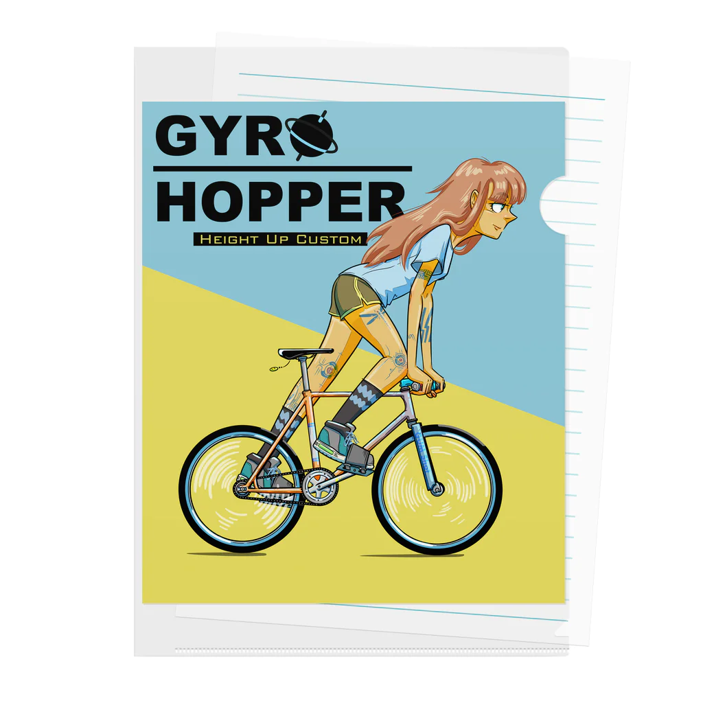 nidan-illustrationのGYRO HOPPER (inked fixie girl) クリアファイル