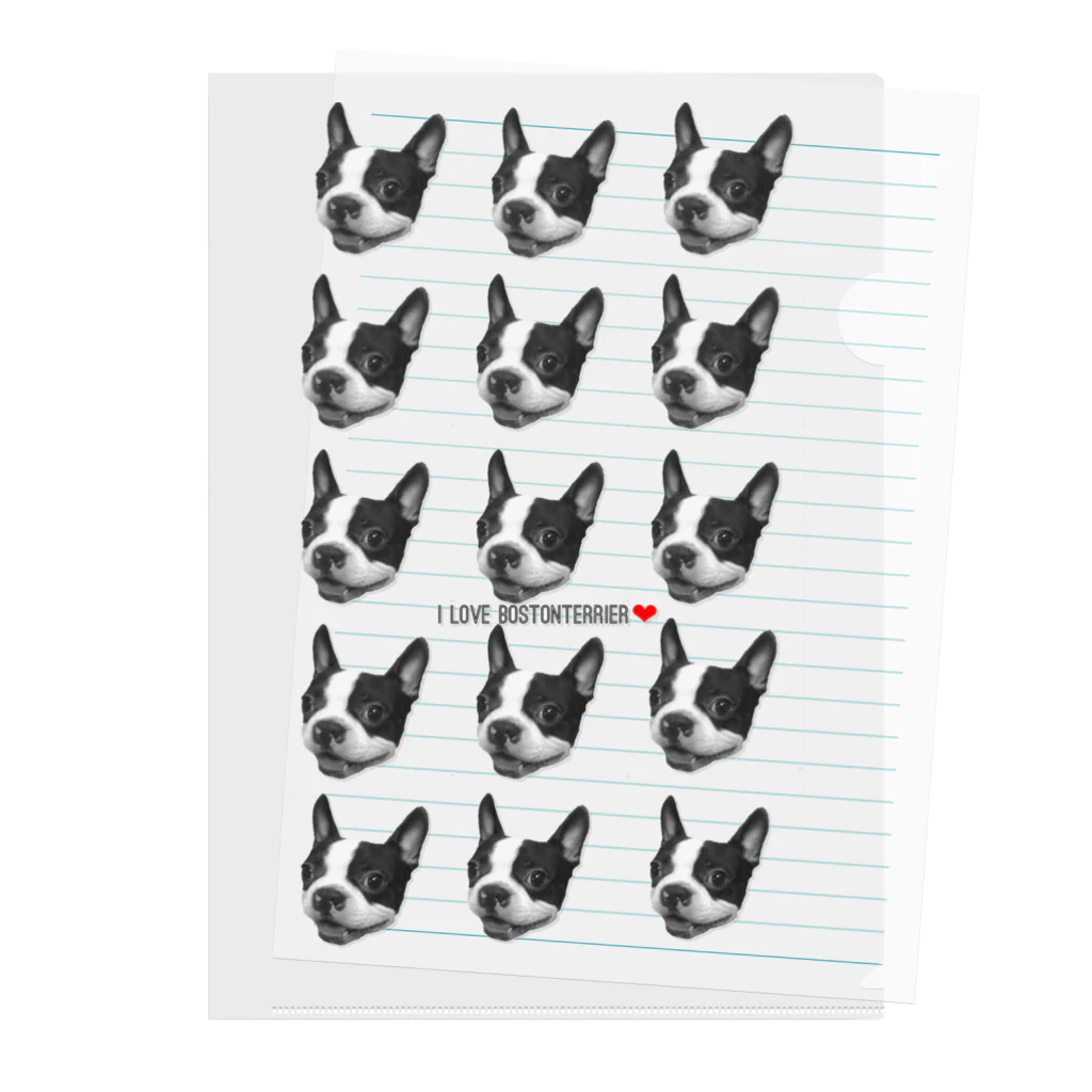 Barry’s clothes のI love BOSTONTERRIER!! ボストンテリアスマイルいっぱい Clear File Folder