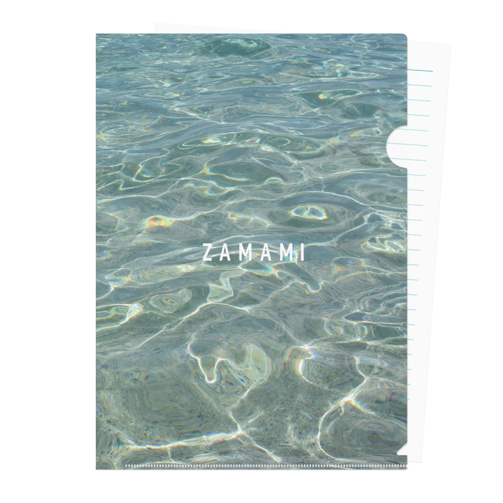 はれうさぎの海【波A-2】水面（みなも）｜座間味の海｜ZAMAMIの文字入り Clear File Folder