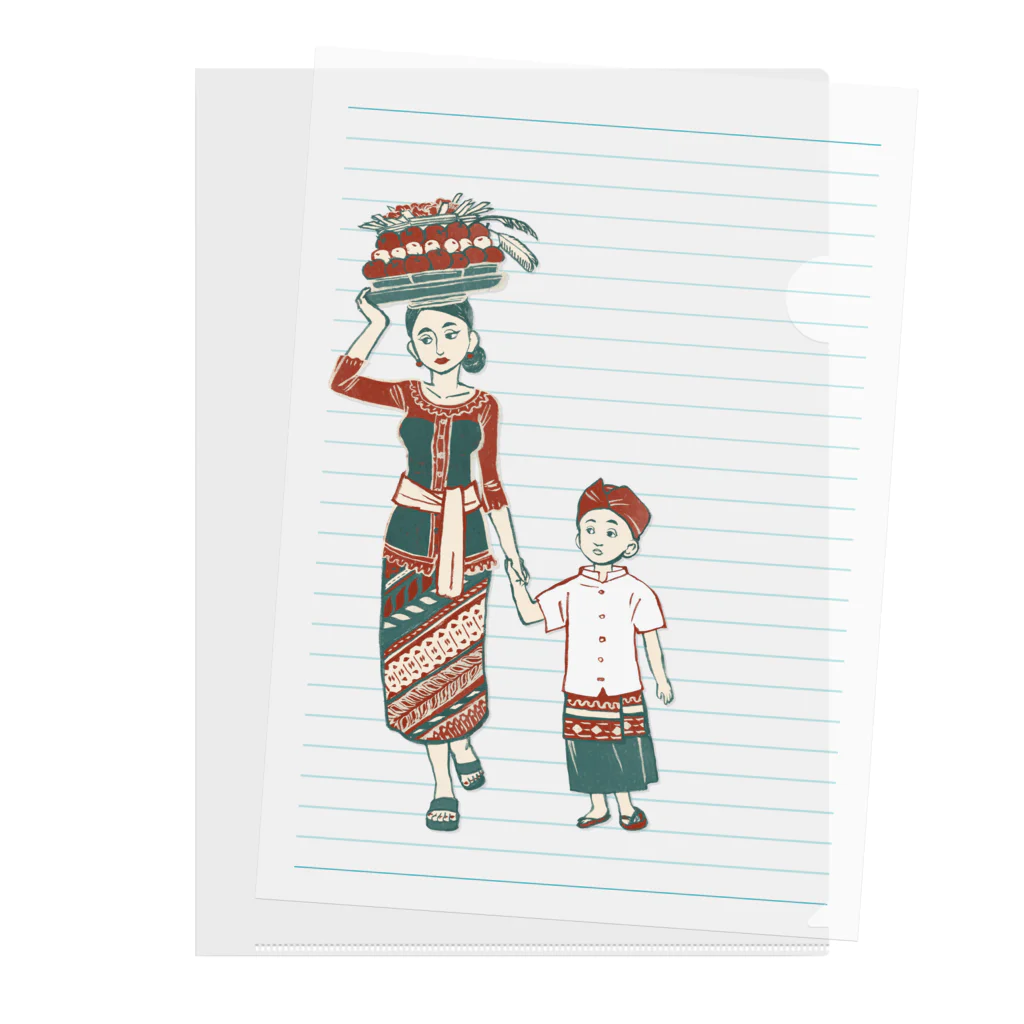 IZANAMI by Akane Yabushitaの【バリの人々】お母さんと子供 クリアファイル