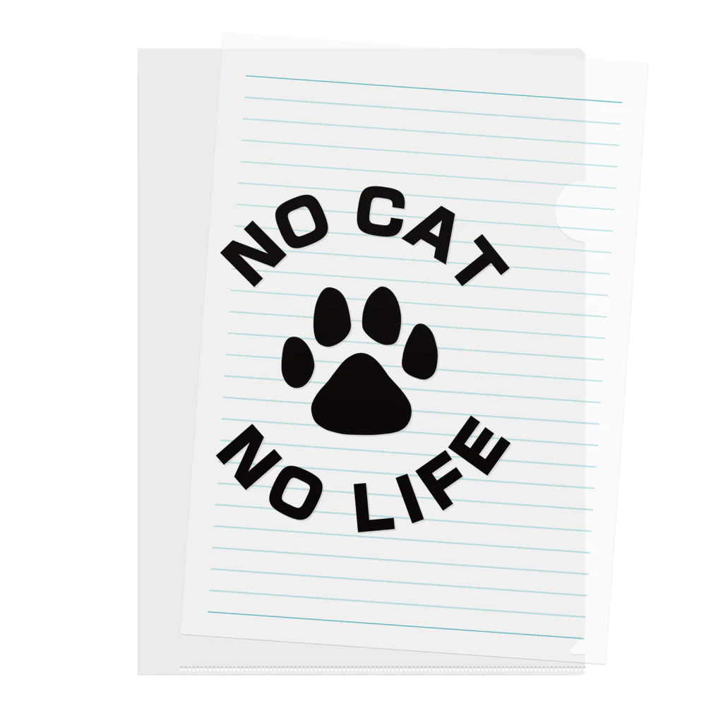 アトリエかののNO CAT NO LIFE 肉球 黒 バックプリント Clear File Folder