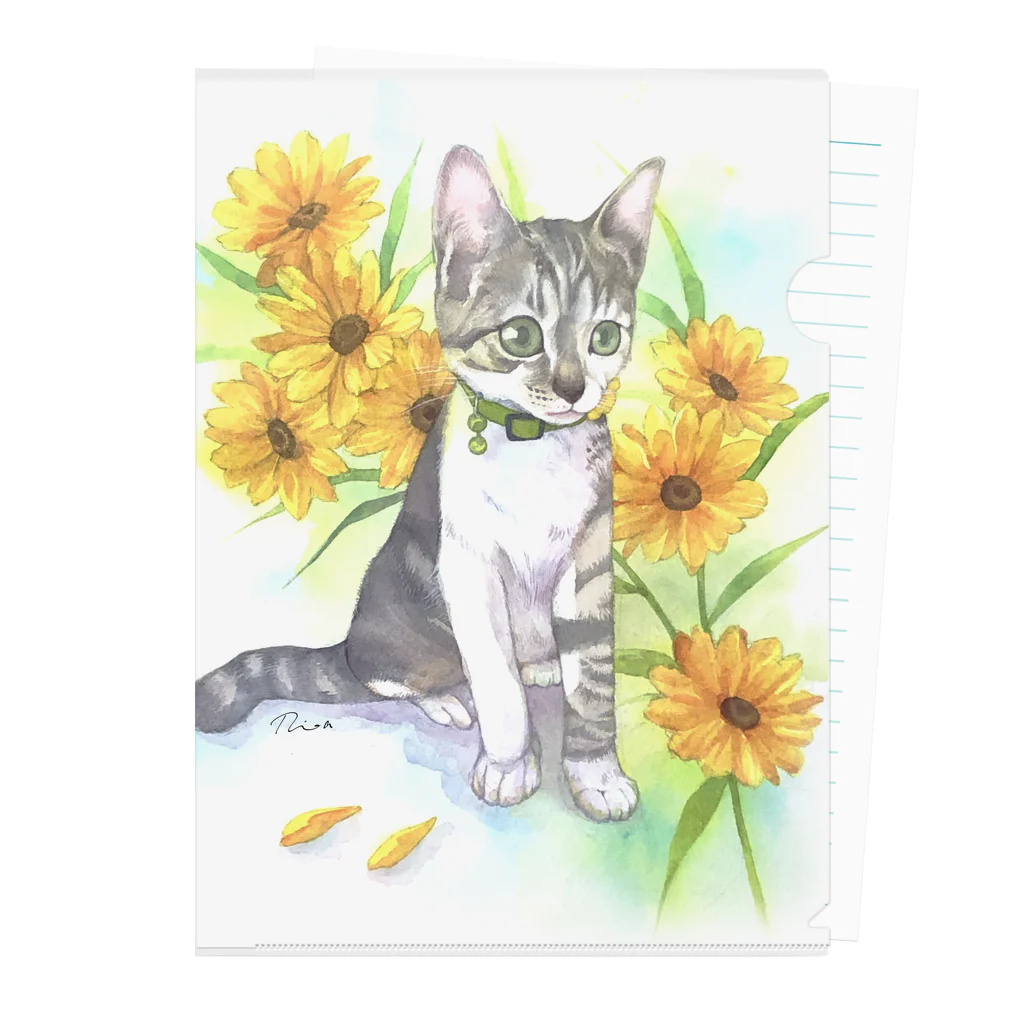 Miaws Shopの子猫とヒマワリ Clear File Folder