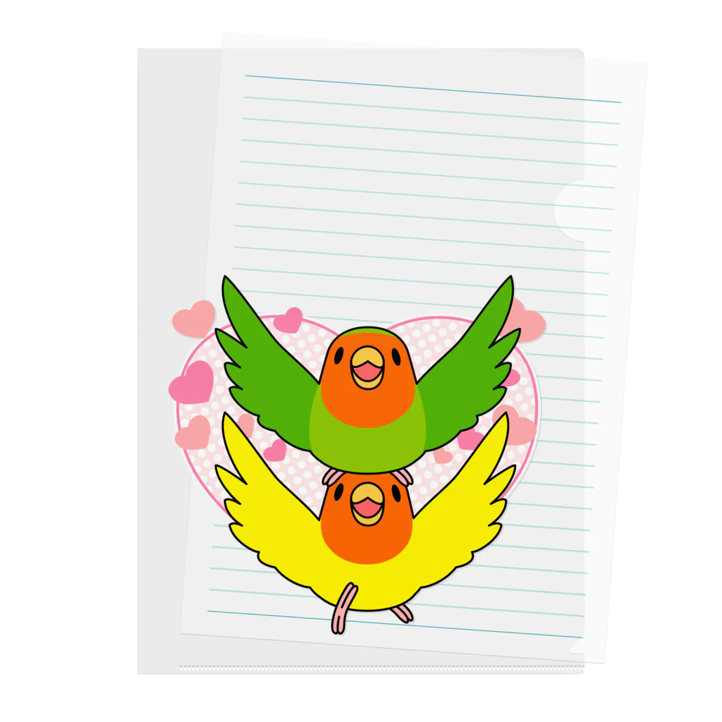 まめるりはことりのラブリーコザクラインコ【まめるりはことり】 Clear File Folder