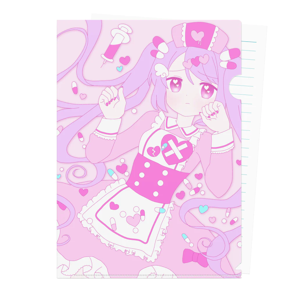 かわいいもののおみせ　いそぎんちゃくのゆめかわナースちゃん Clear File Folder