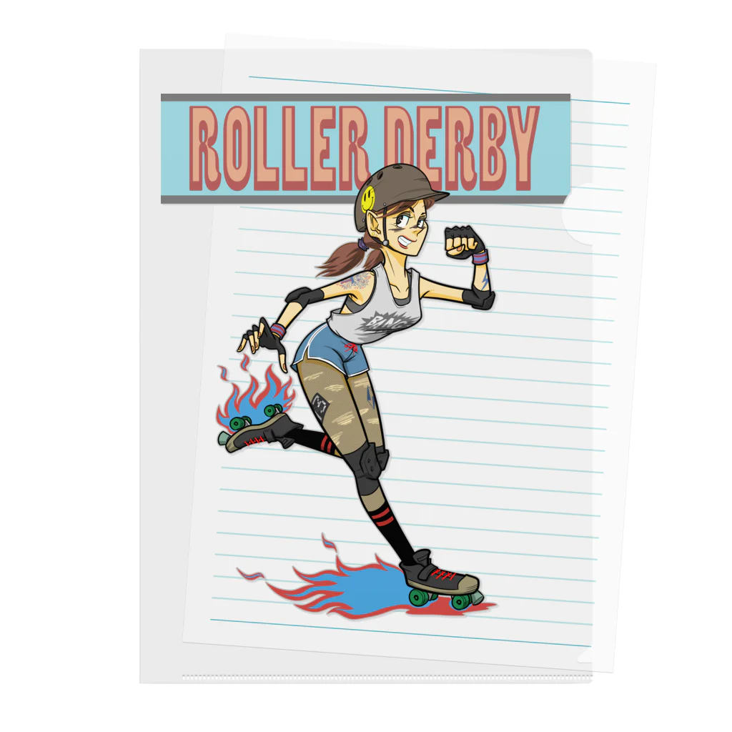 nidan-illustrationの"ROLLER DERBY" Clear File Folder