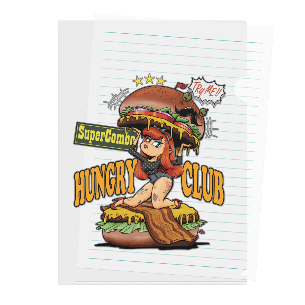 nidan-illustrationの"HUNGRY CLUB" Clear File Folder