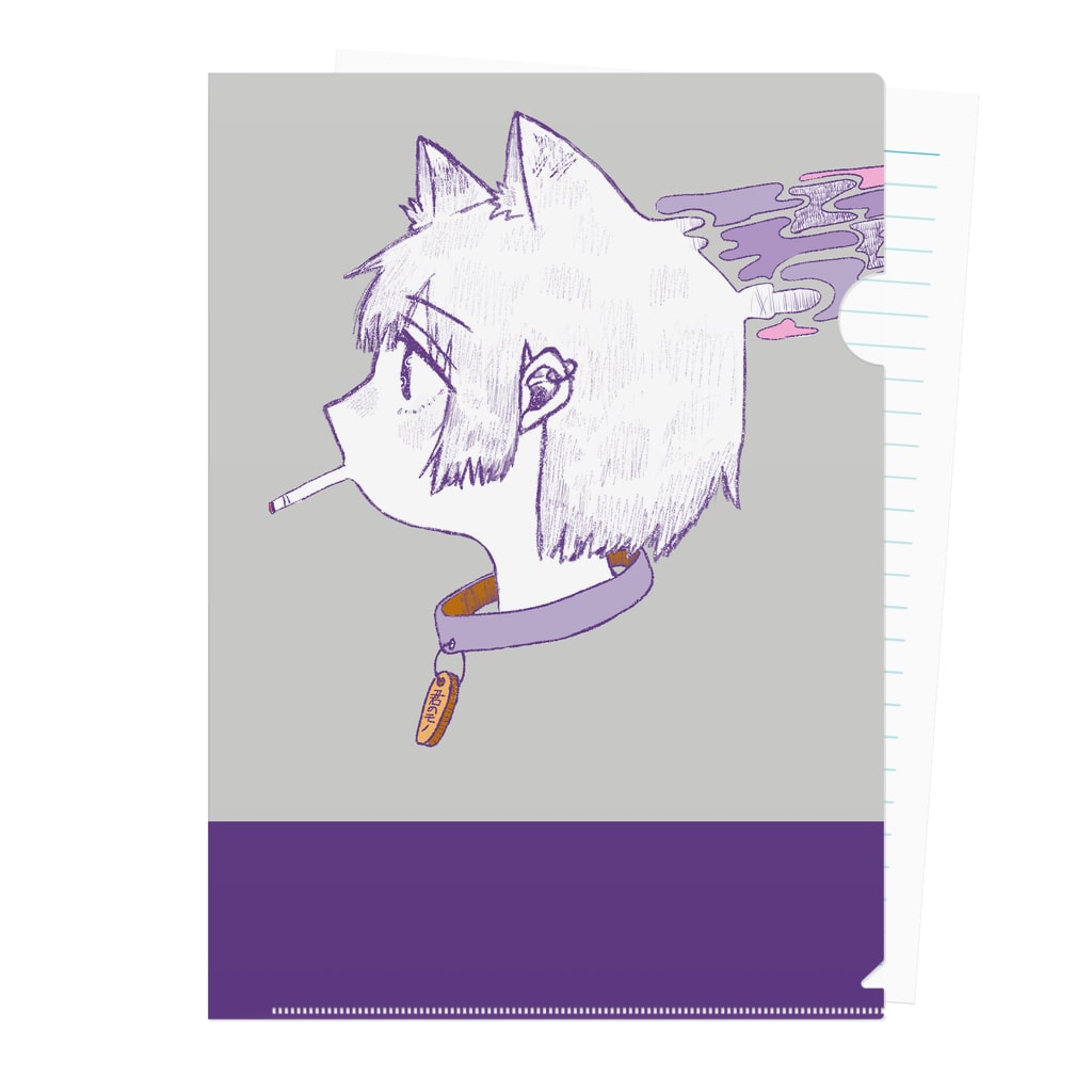 酒丸酔子🐱🍺のタバコと猫耳ー名前書くスペースがあるよー Clear File Folder
