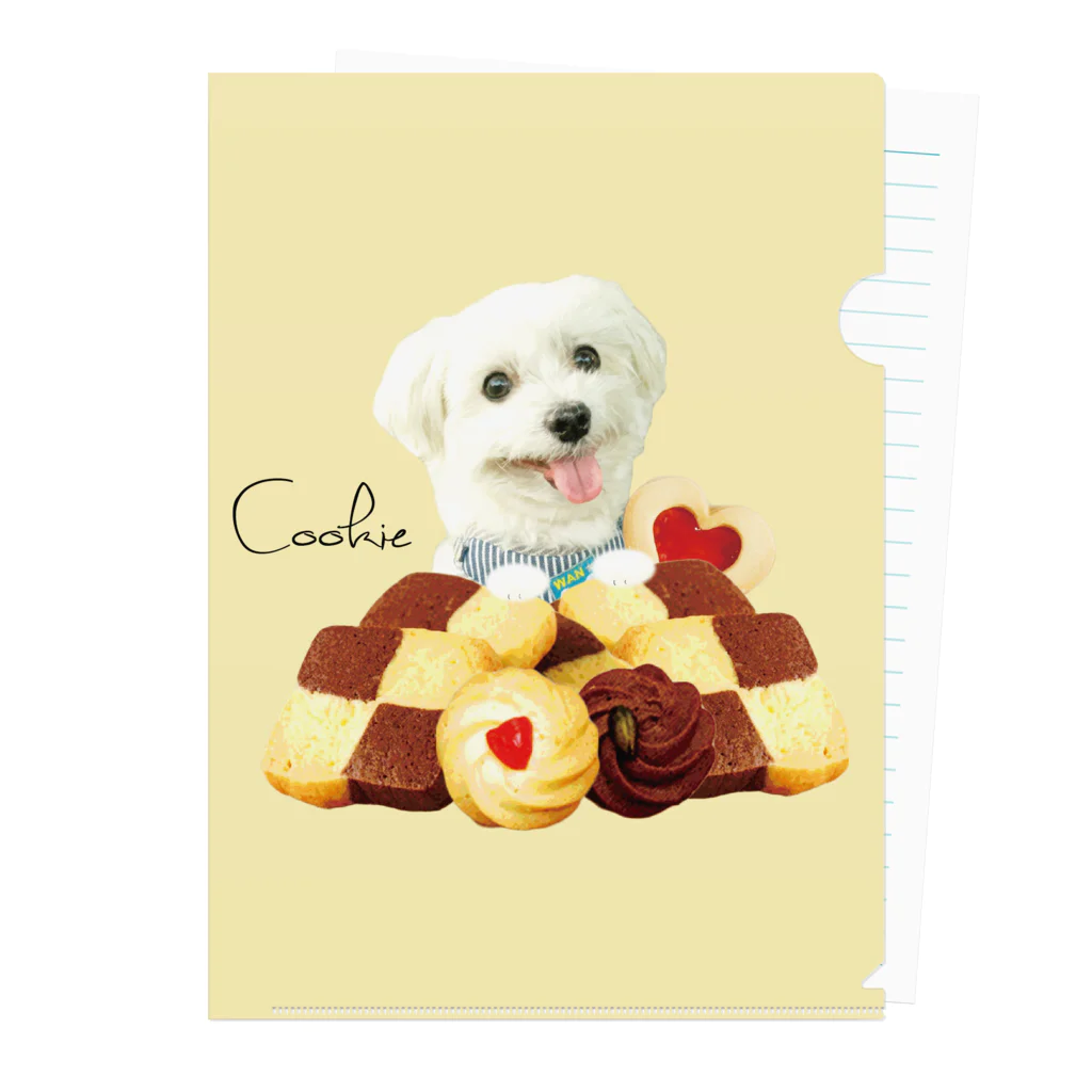 糸葉-Itoha-のCookie クリームイエロー＆ホワイト Clear File Folder