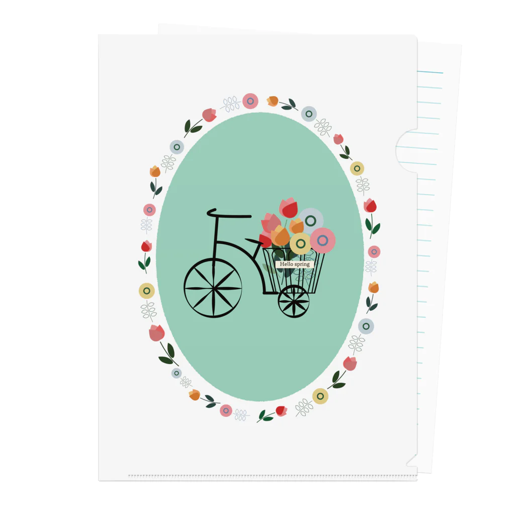 sakuの自転車とお花 Clear File Folder