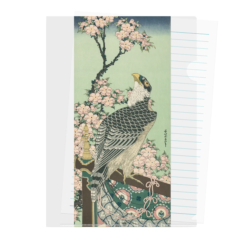 世界の絵画アートグッズの葛飾 北斎 《桜花・鷹》 Clear File Folder