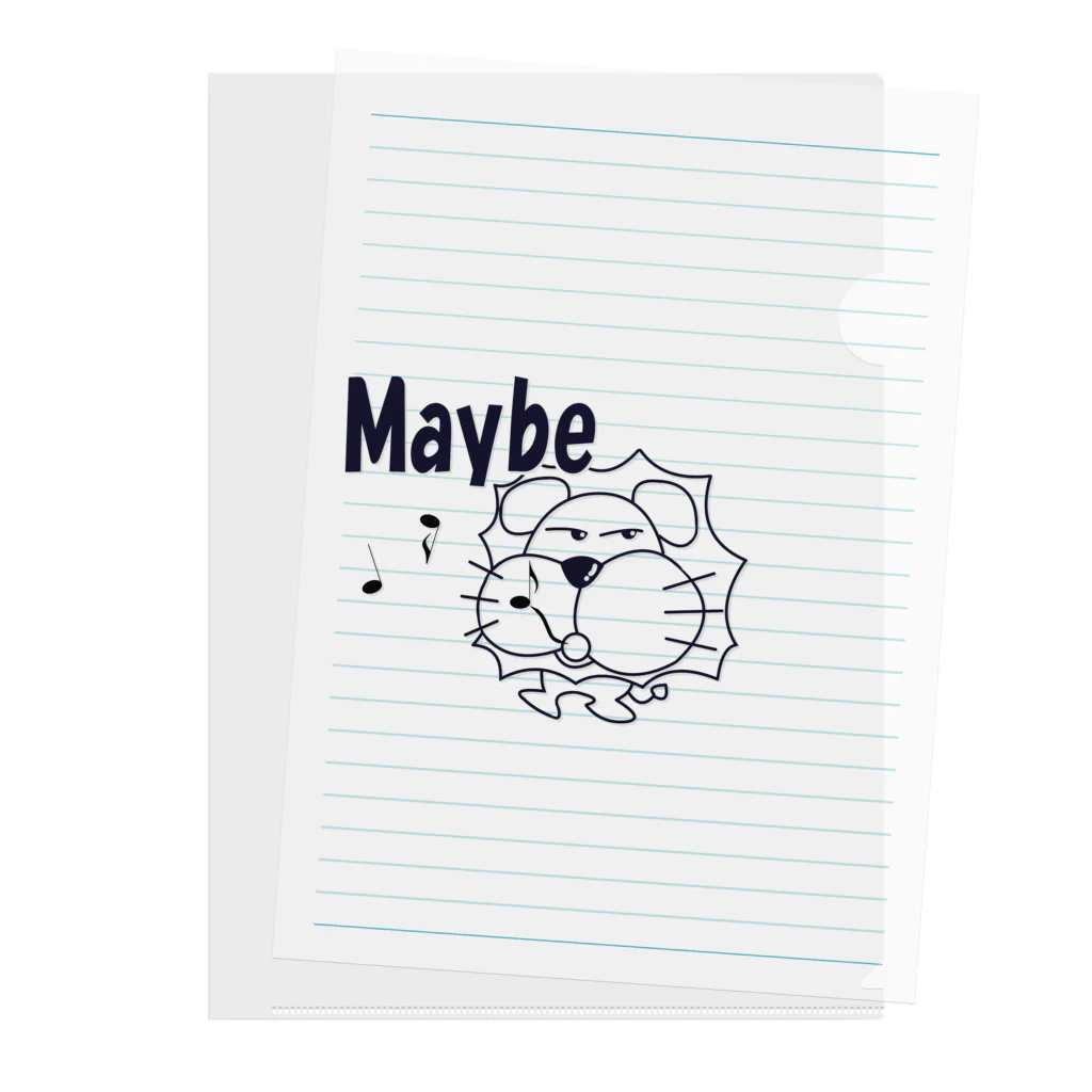 ワン太フルのTシャツ屋さんのライオン君 Maybe 黒 Clear File Folder