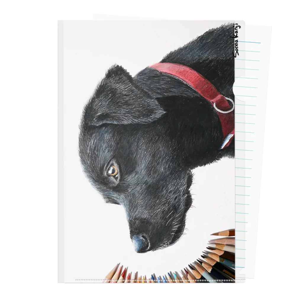 Sonna Kanjiのグッズの黒い犬 ラブラドール Clear File Folder