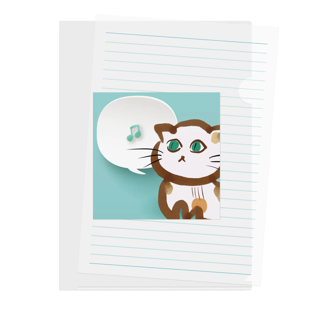 myssimoのねこぎちゃん　～ギター柄の猫～ Clear File Folder