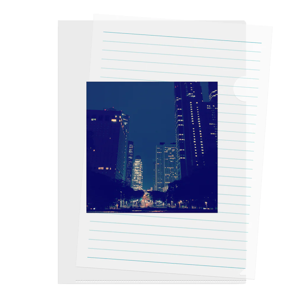 メンタルつらつらと夜景のShinjyuku-blue (park ver.) Clear File Folder