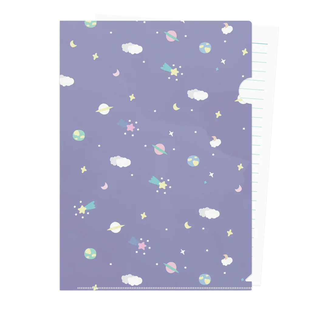 papiko くまさんの宇宙　星屑ロンリネス　パープル Clear File Folder