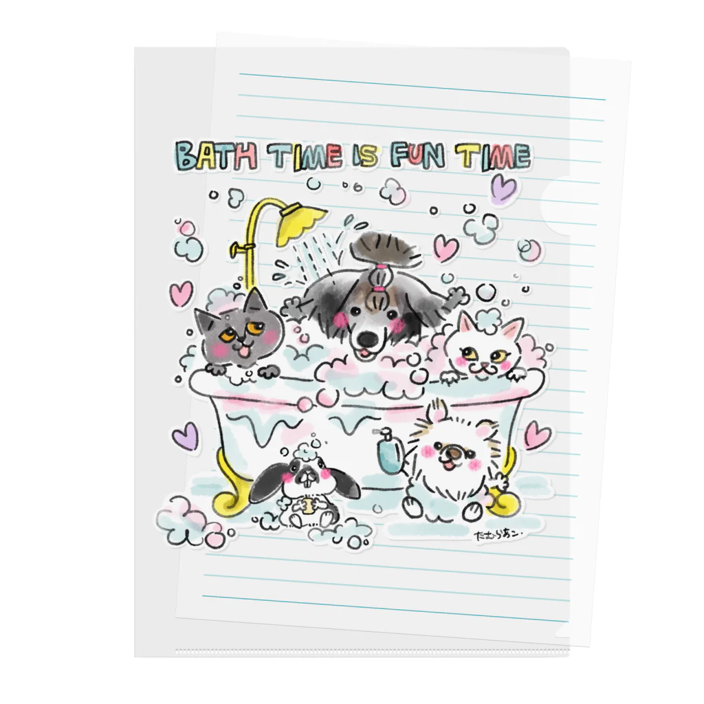 shop あこ猫犬屋のお風呂で遊ぼ Clear File Folder