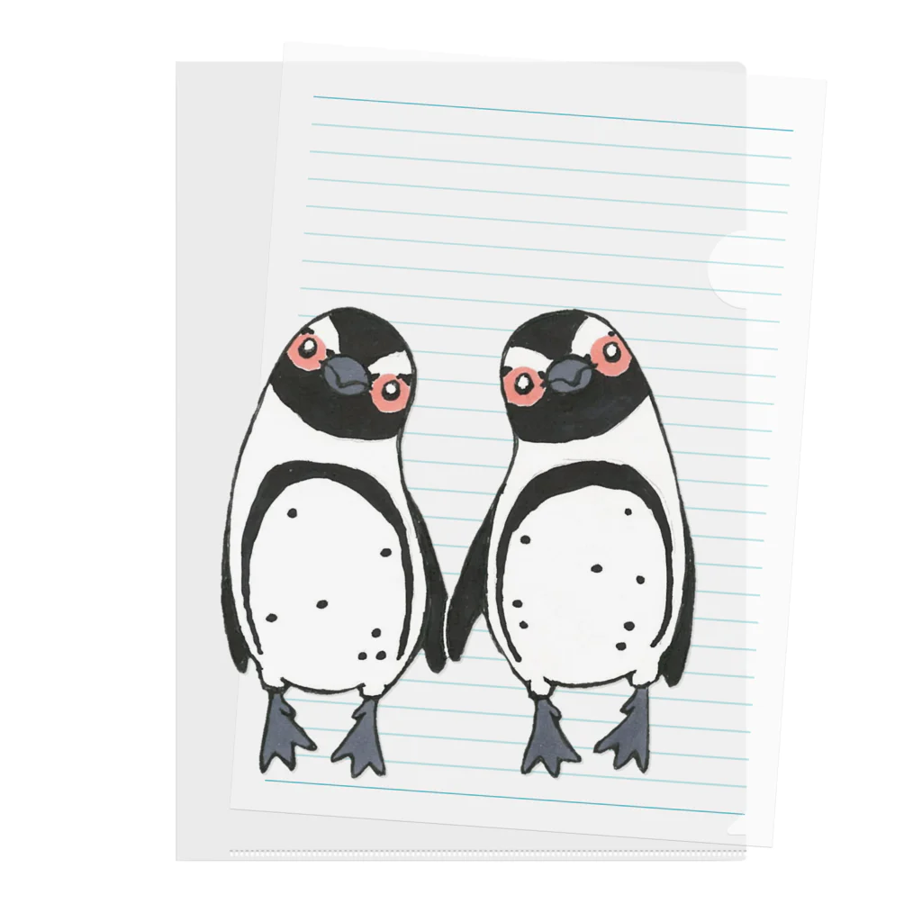 penguininkoの手繋ぎケープペンギンのカップル🐧❤️🐧 Clear File Folder