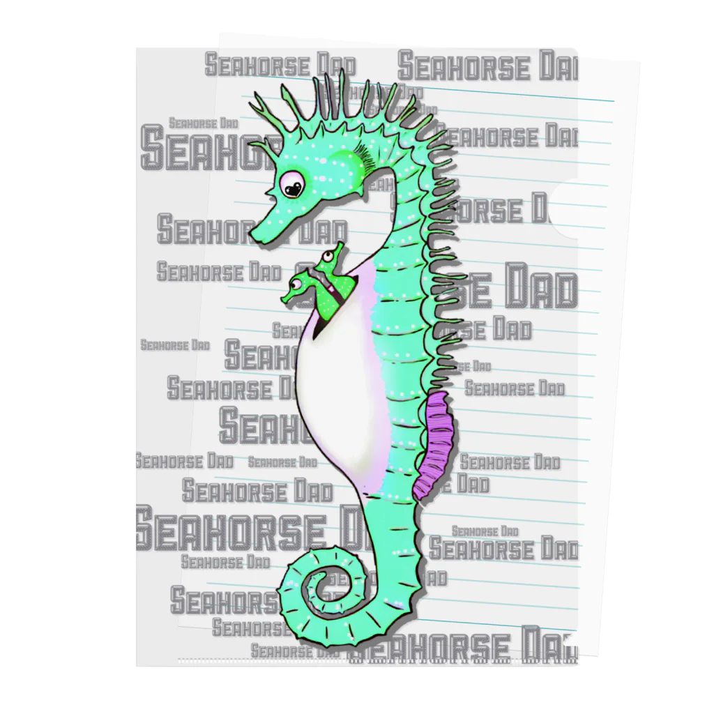 LalaHangeulのSeahorse Dad グリーン クリアファイル