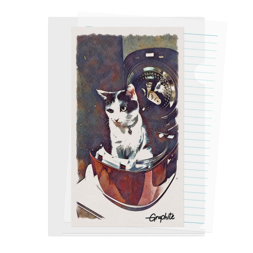 次郎 🐾☊の炊飯器の中で温もる猫 クリアファイル