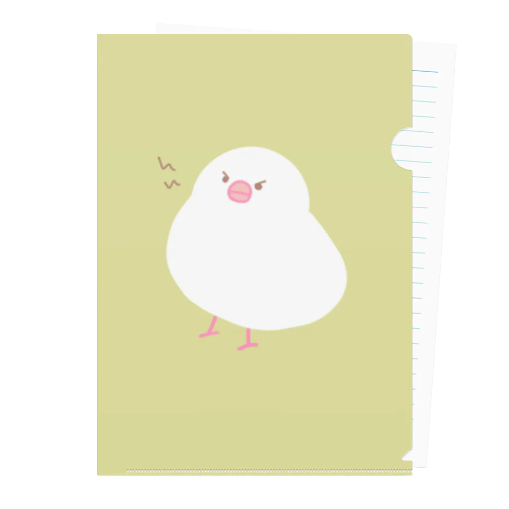 いこ(文鳥中心🌷)のちょっと怒り気味な白文鳥 Clear File Folder