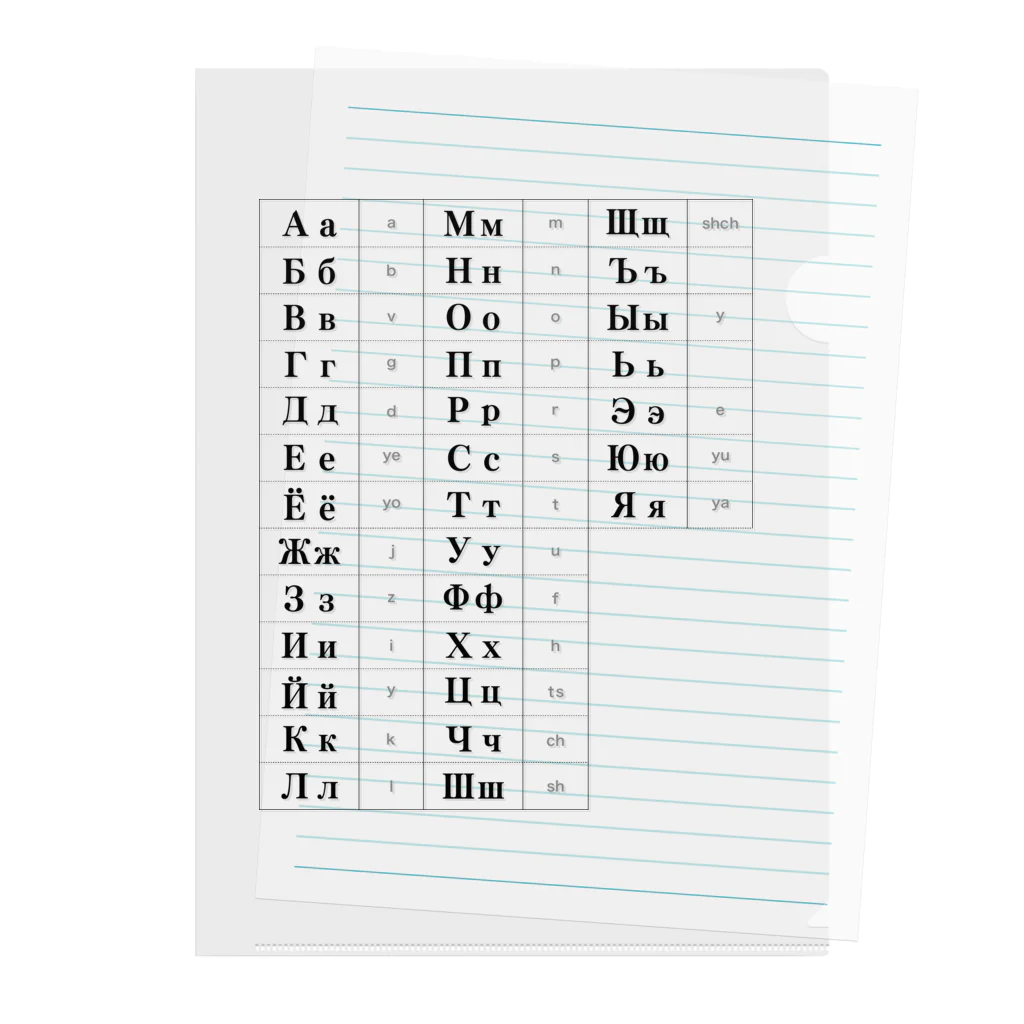 Himalayaanのキリル文字（ロシア語）一覧表 クリアファイル
