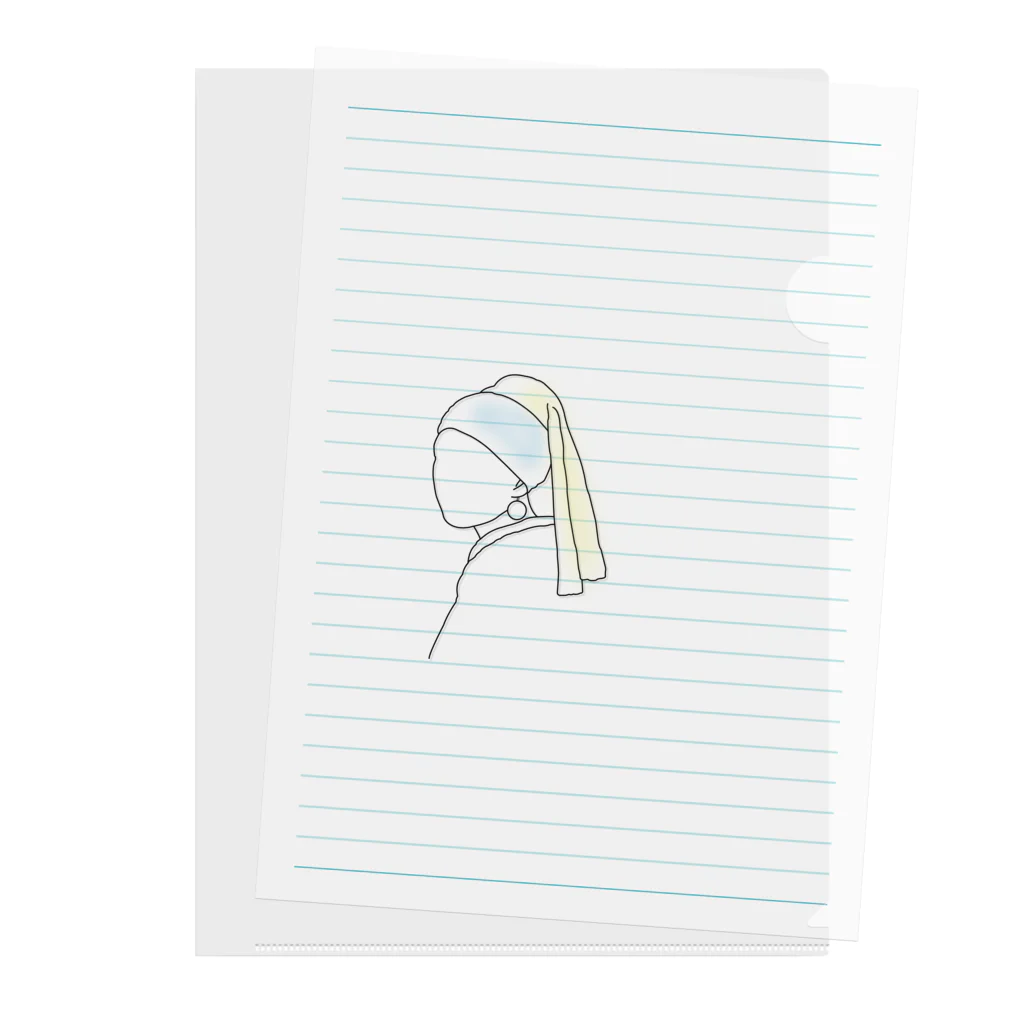 rabbiの【 カラー 】 青いターバンの少女 - girl with a pearl earring Clear File Folder