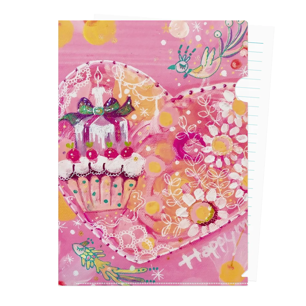 meguri meguruのlovely pink Clear File Folder