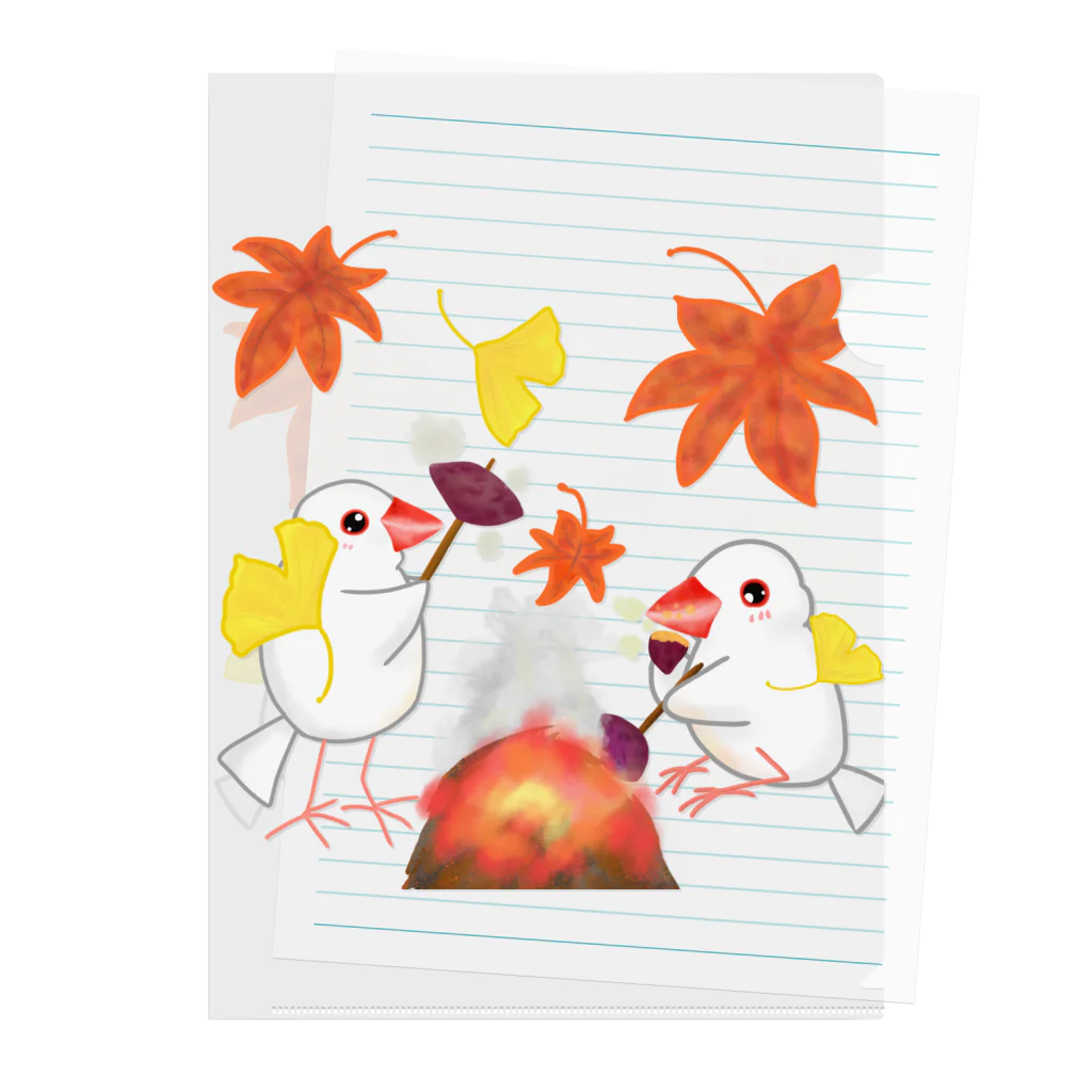 Lily bird（リリーバード）の落ち葉と焼き芋と文鳥ず Clear File Folder
