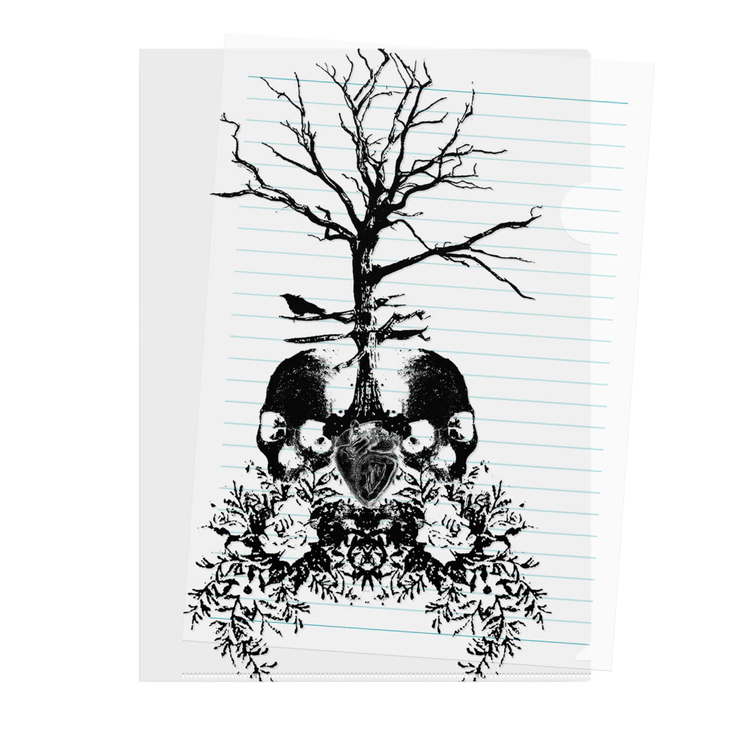 スナック梅干しのハンギングツリー（黒プリント） クリアファイル