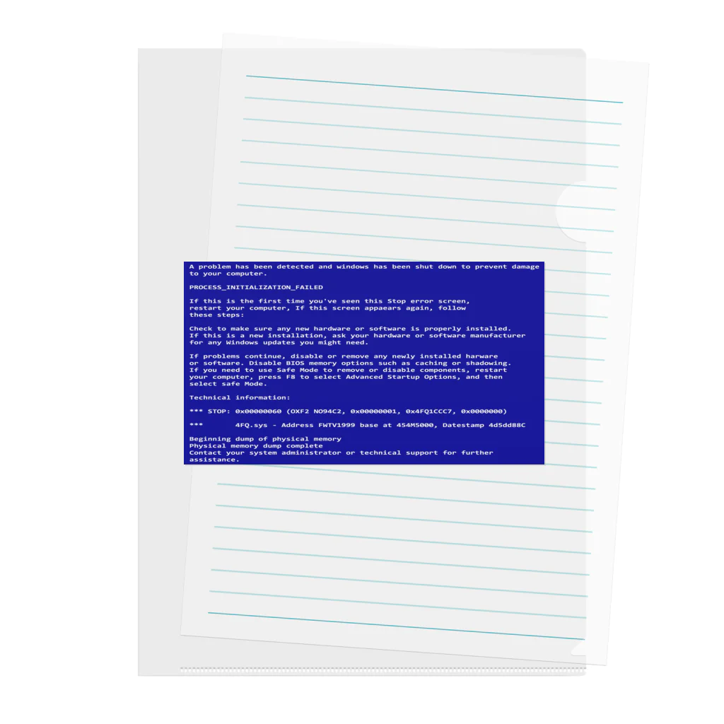 Ａ’ｚｗｏｒｋＳの一番コワいヤツ　ブルースクリーン Clear File Folder