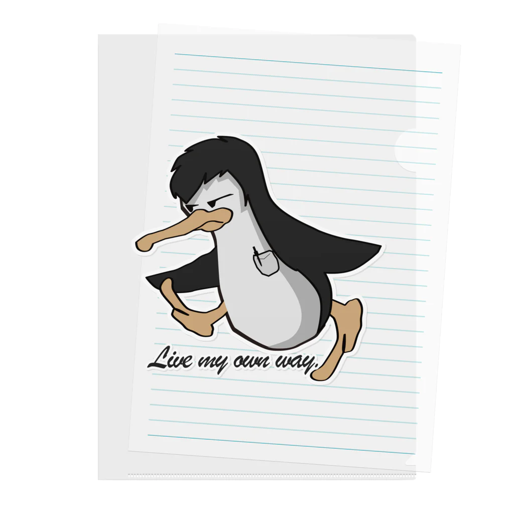 ロゴTシャツのひよこ堂のイケメンペン太 ペンギン PENGUIN 胸ポケットにボールペン Clear File Folder