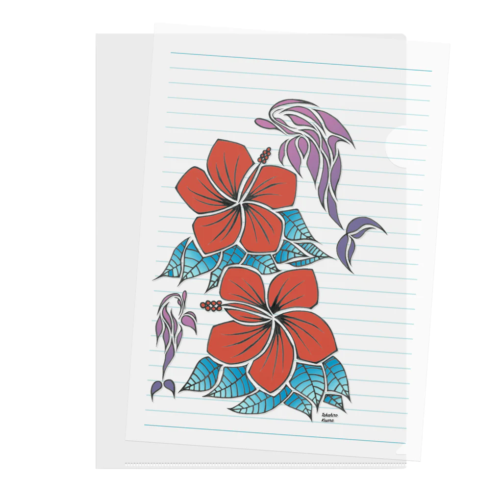 One Day Surf. by Takahiro.Kのhibiscus & dolphins Clear File Folder