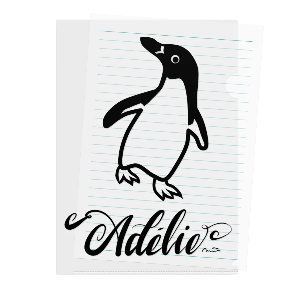 みみはんこ/消しゴムはんこのAdélie Penguin (+logo A) クリアファイル