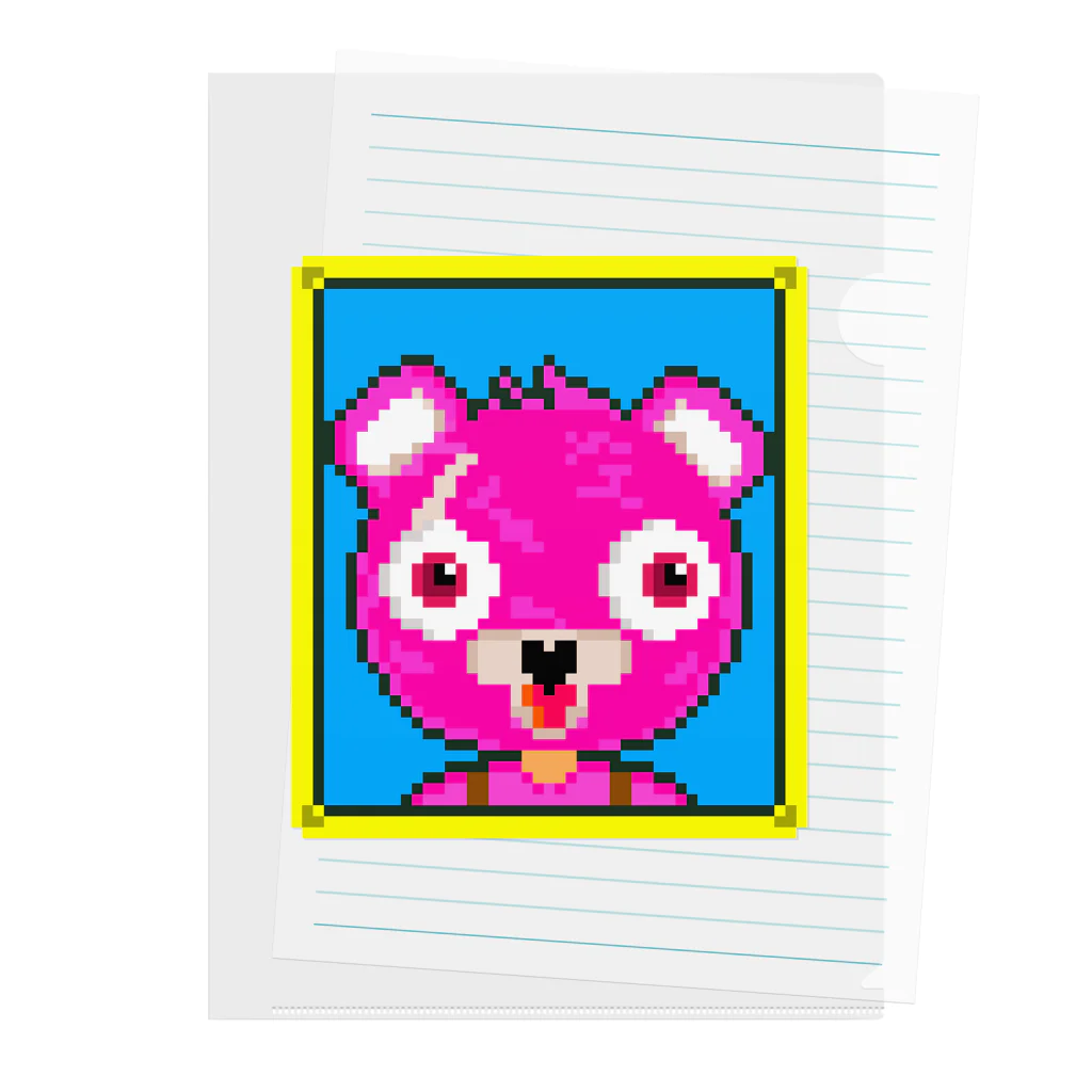 Cartoon☆style☆Fortniteのピンクのくまちゃんドット絵 Clear File Folder